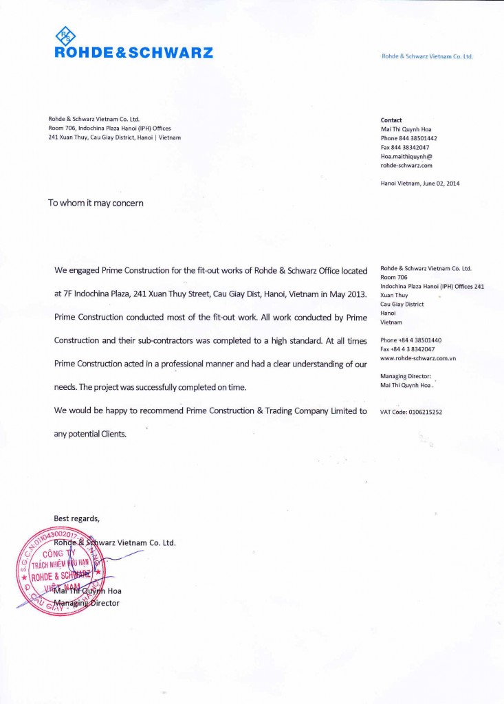 Rohde & Schwarz Letter